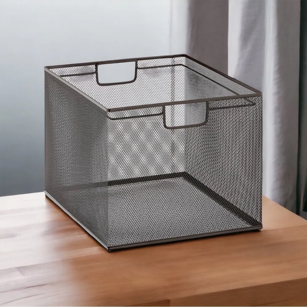 Black Mesh Crate File Organizer Box